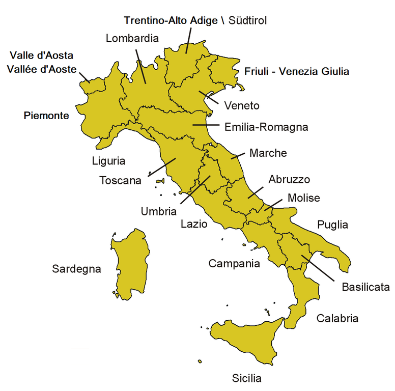 Carte Italie région
